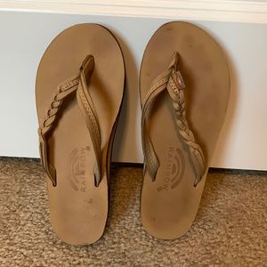 Rainbow Braided Flirty Flip Flops